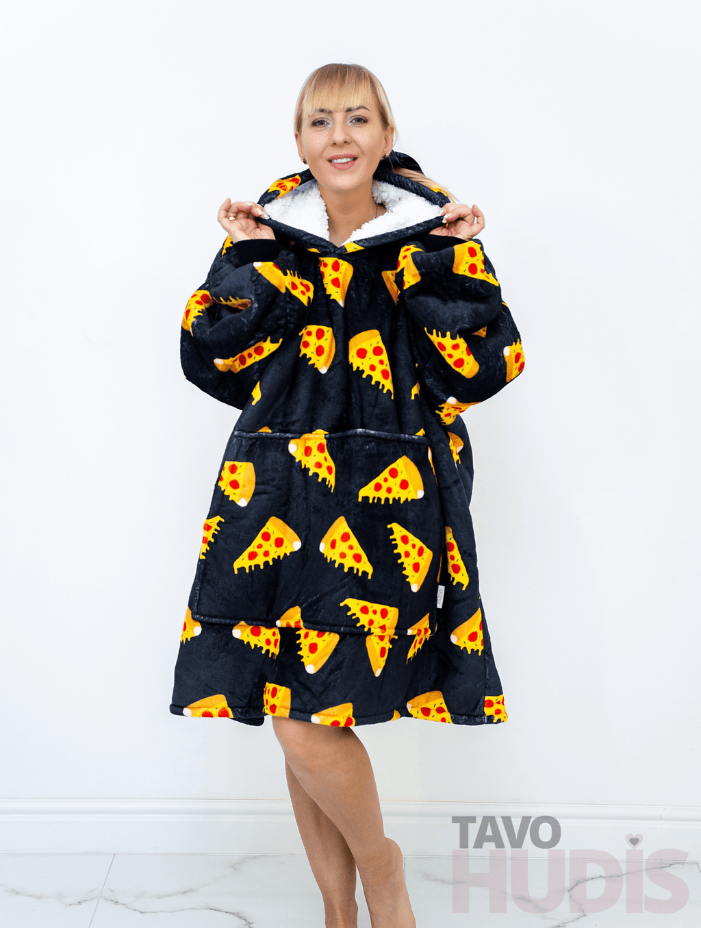 Black Pizza Blanket Hoodie